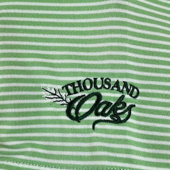 Straight Down Polo Shirt Green Stripped Mens Size Large Thousand Oaks - Picture 3 of 10